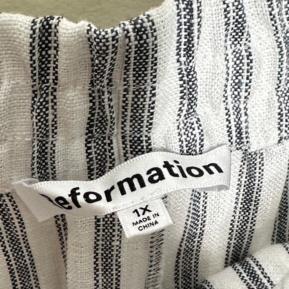 REFORMATION Fernando Linen Wide Leg Pants Antibes Stipe Sz 1X NWT {3A45} - Picture 7 of 9